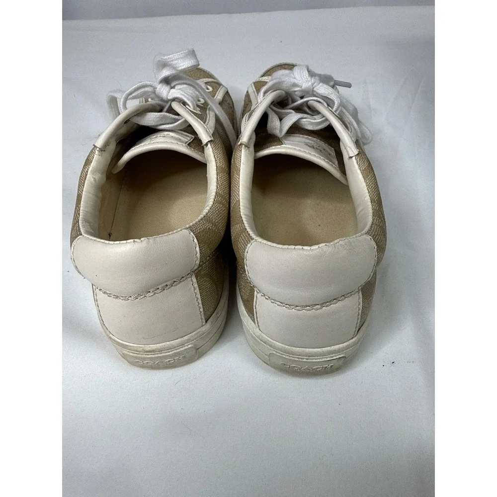 Coach Percy 12CM PVC Nappa Sneakers Light Khaki Chalk Q8150 Womens 10 M